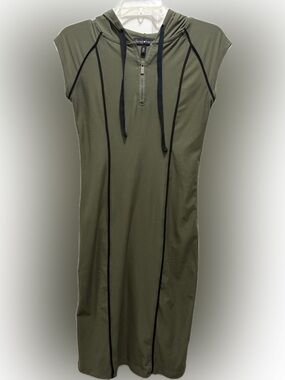 Derek Heart Olive Hooded Swim Coverup with Black Trim